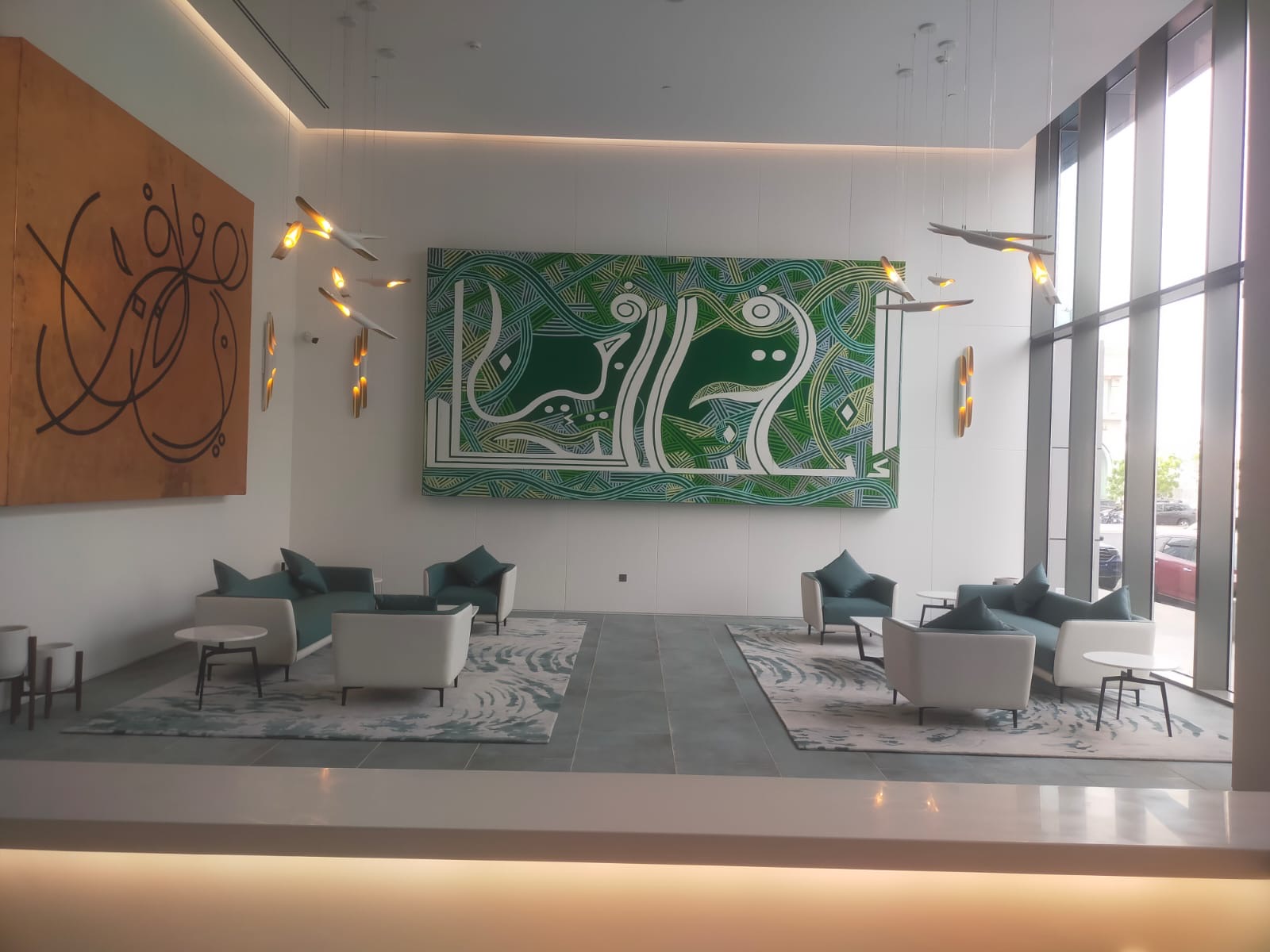 Al Kayal lobby with calligraphy artwork